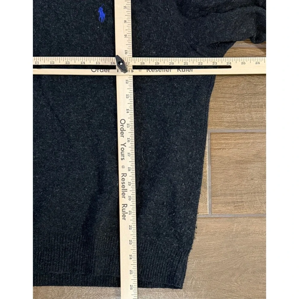 Polo Ralph Lauren Mens XL Lambswool Crewneck Sweater Charcoal Gray Purple Pony